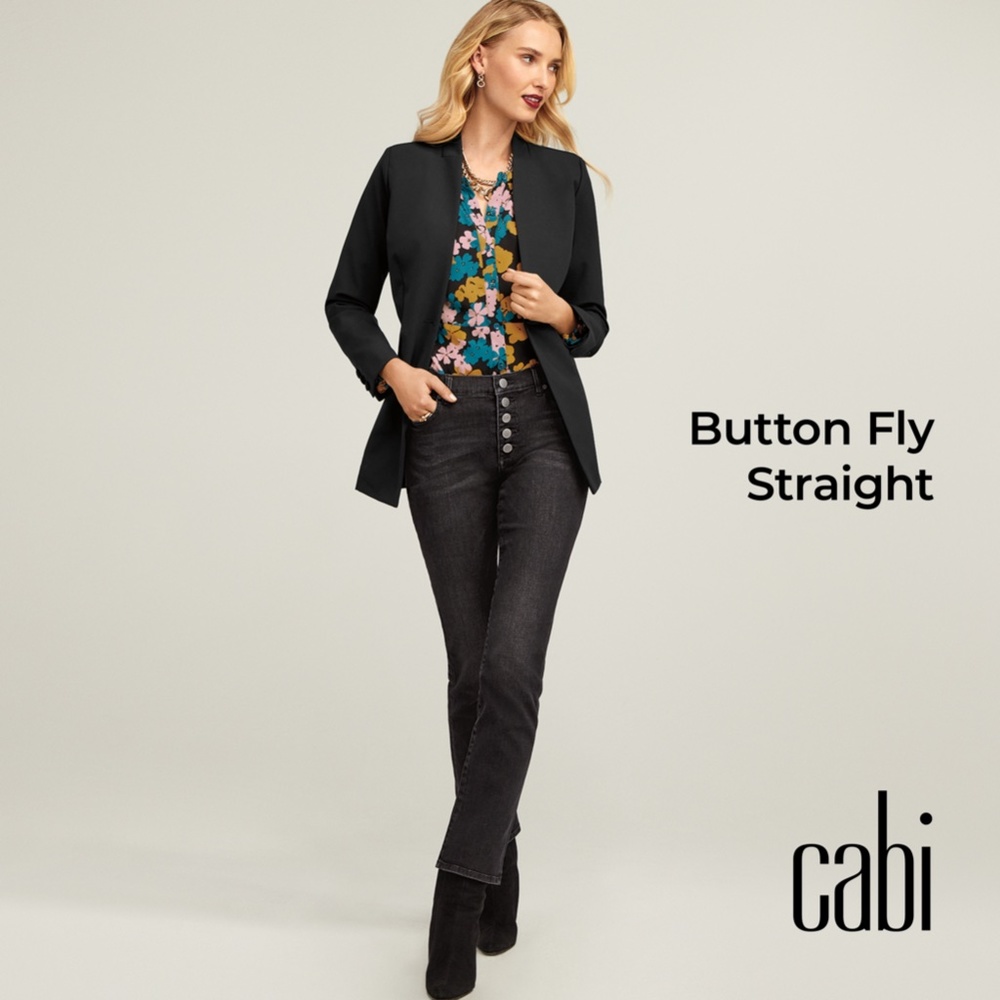 CAbi Dark Gray Straight Leg Jeans